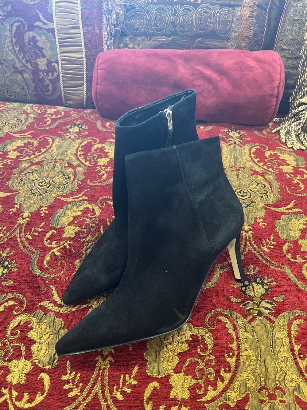Sam Edelman Black Suede Pointed Toe Ankle Booties